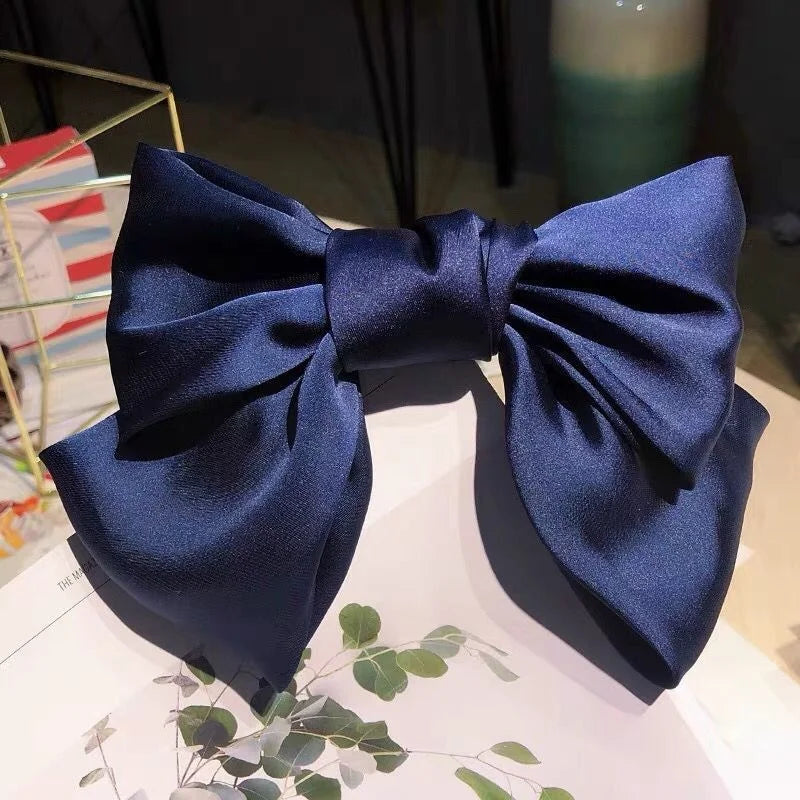 Solid Color Bow Ribbon Hair Clip New Women Large Bowknot Barrettes Women Ponytail Clip Headband Girls Hair Accessories Gift