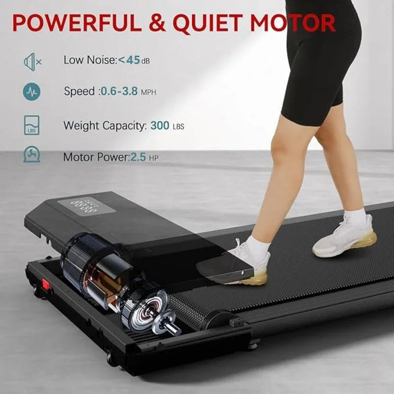 300 Ibs Weight Capacity 2.5 HP 2 in 1 Portable Treadmill for Home-Remote Control,LED Display,Walking Pad for Fitness Enthusiasts