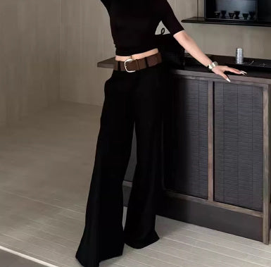 Draping Versatile Low Waist Wide Leg Pants Suit Pants