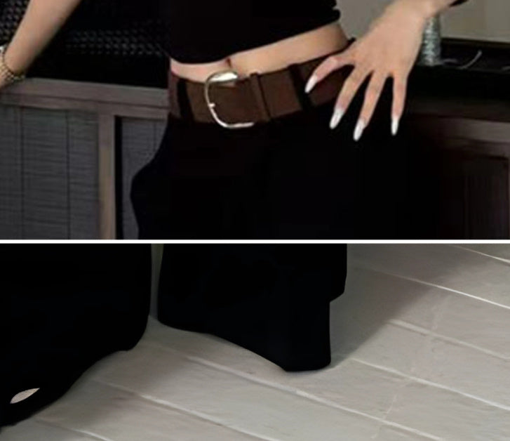 Draping Versatile Low Waist Wide Leg Pants Suit Pants