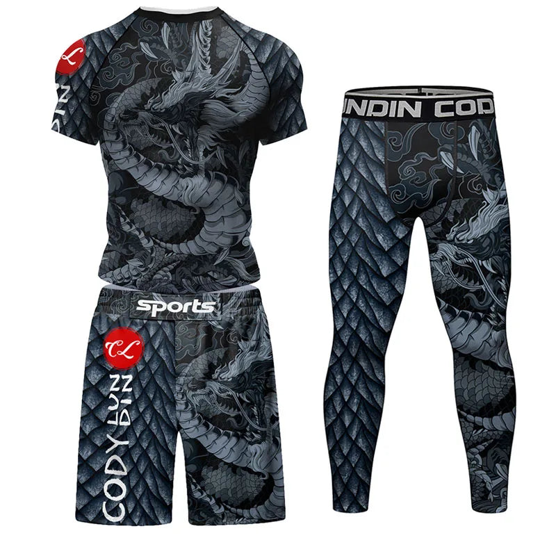 Mma Shorts  Jiu Jitsu T-shirt Pant Sets Rashguard Bjj Full Body Mens Women Compression Boxing Jerseys Rash Guard Clothing Suits