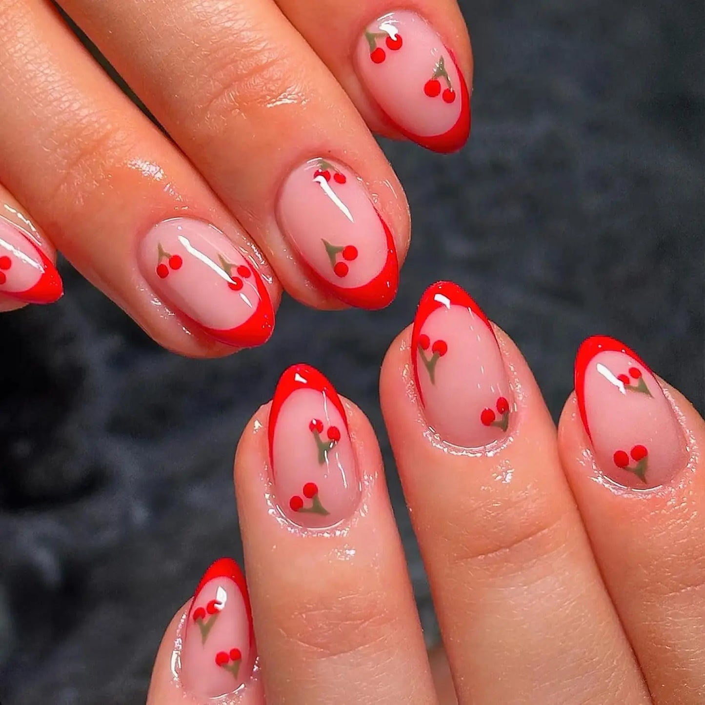 ARTAUG 24PCS Medium Press On Nails Stiletto Pink Bowknot Fingertip French Trim Cute Fake Nails Powder Full Cover Fake Nail Set