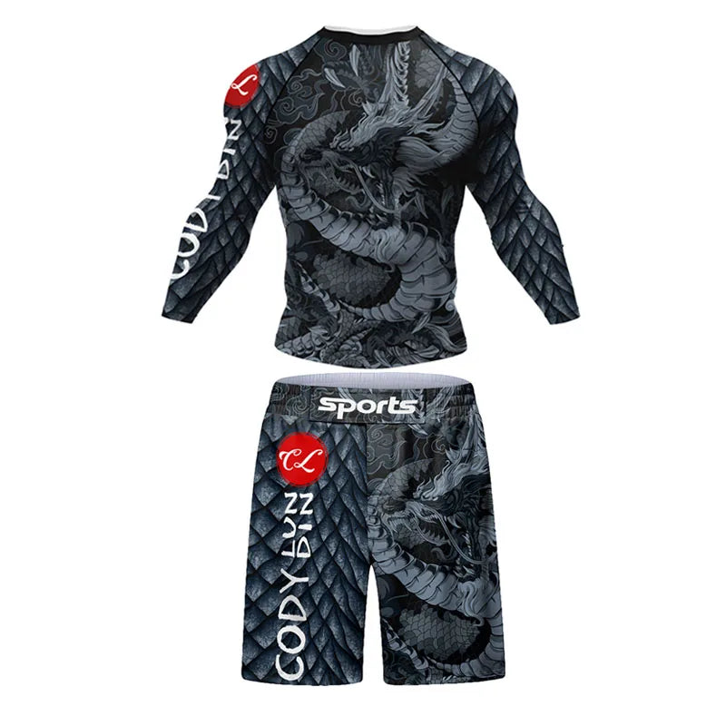 Mma Shorts  Jiu Jitsu T-shirt Pant Sets Rashguard Bjj Full Body Mens Women Compression Boxing Jerseys Rash Guard Clothing Suits