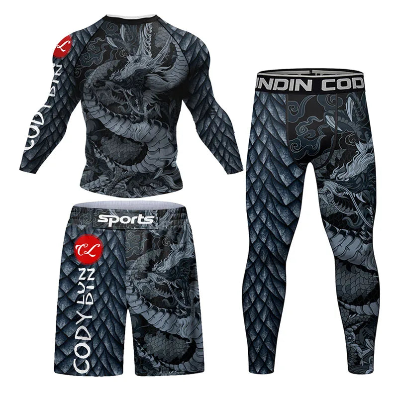 Mma Shorts  Jiu Jitsu T-shirt Pant Sets Rashguard Bjj Full Body Mens Women Compression Boxing Jerseys Rash Guard Clothing Suits