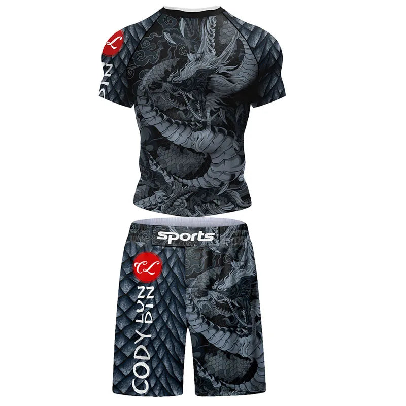 Mma Shorts  Jiu Jitsu T-shirt Pant Sets Rashguard Bjj Full Body Mens Women Compression Boxing Jerseys Rash Guard Clothing Suits