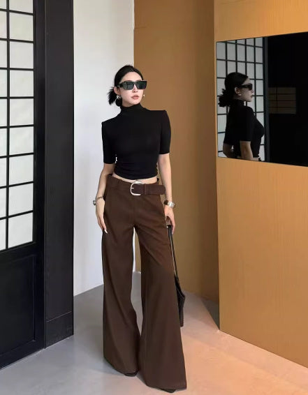 Draping Versatile Low Waist Wide Leg Pants Suit Pants